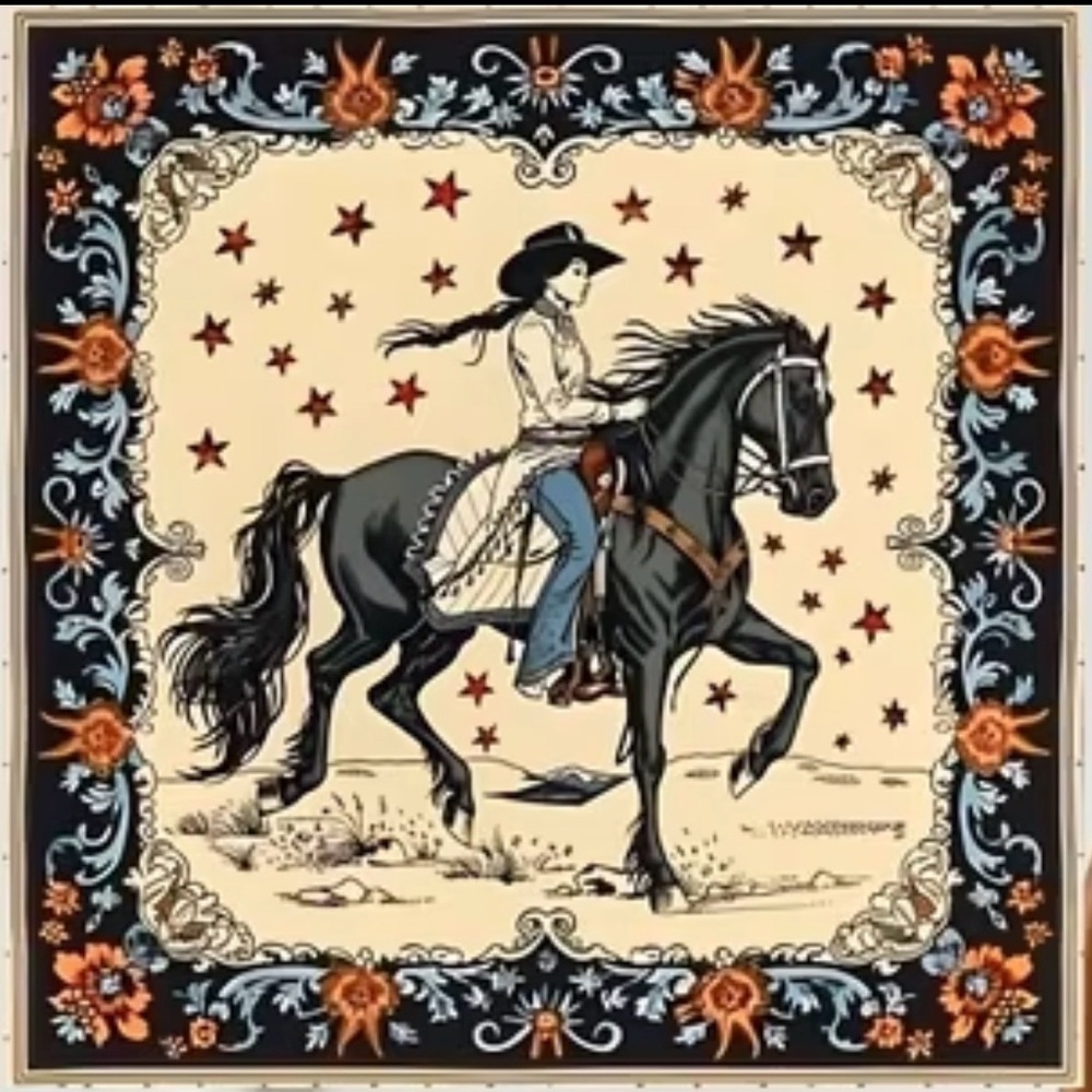 Western Cowgirl Star Square Scarf | Vintage Rodeo Style 27.5”